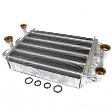 Теплообменник битермический для котла Ferroli Domiproject C24D, F24D, FerEasy C24D, F24D - 39837660, 39841310, 902613760 (аналог)